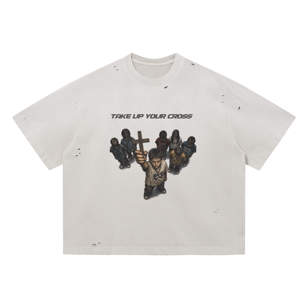 Take up your cross Distressed Oversized T-Shirt