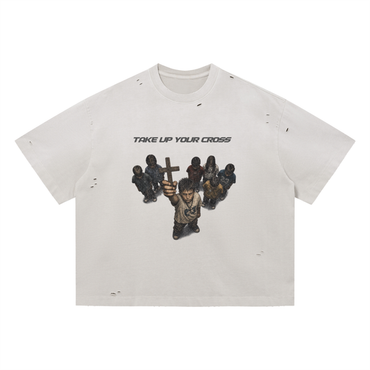Take up your cross Distressed Oversized T-Shirt
