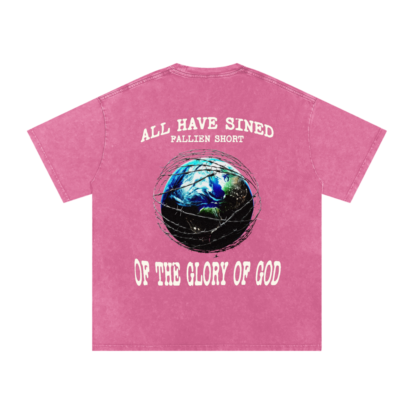 Fallen world Romans 3:23 Snow Washed Oversized  T-Shirt