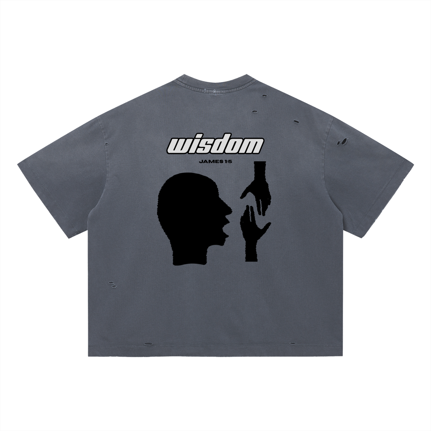 James 1:5 Vintage Washed Distressed  Oversized T-Shirt