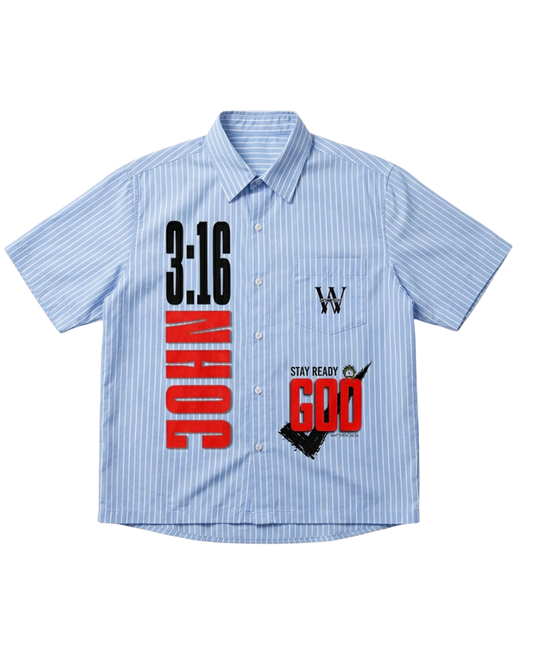 Aura—Striped Boxy Short Sleeve Shirt change the name