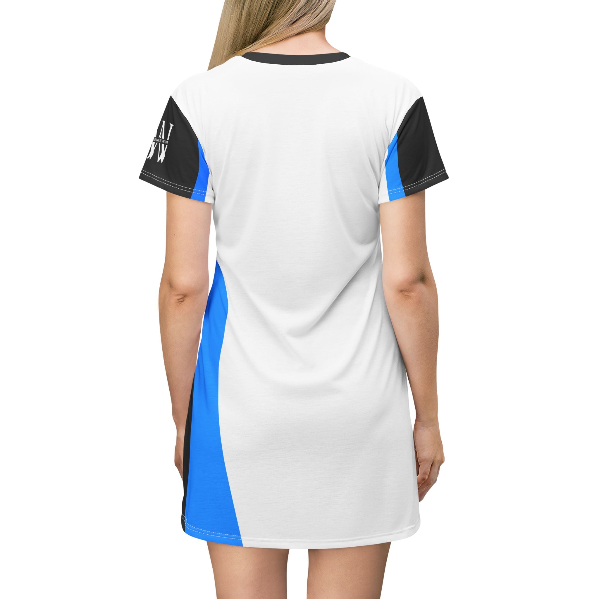 Blue & White Proverbs 31:10-31 T‑Shirt Dress — ‘God The Beginning And The End’— WoW — Words of Wisdom
