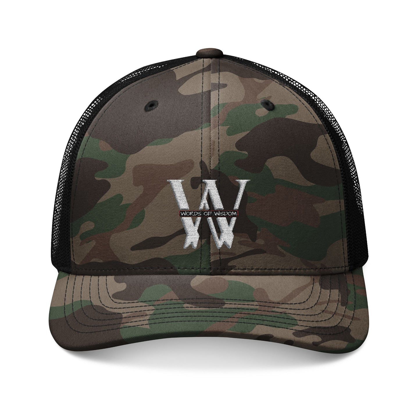 WoW Words of Wisdom Camouflage Trucker Hat – "Revival" Embroidered Camo Mesh Cap