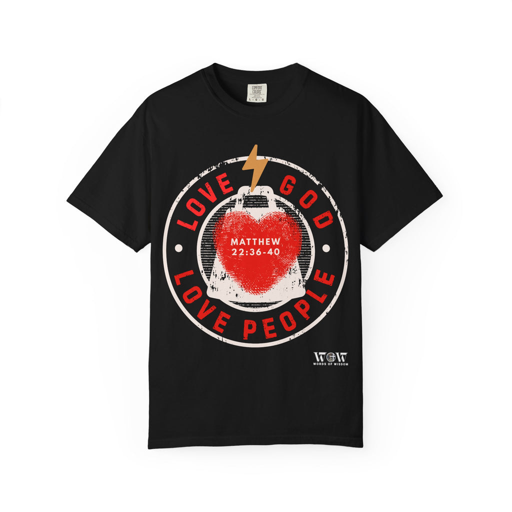 Love God Love People T-Shirt — Matthew 22:36-40 Christian Tee