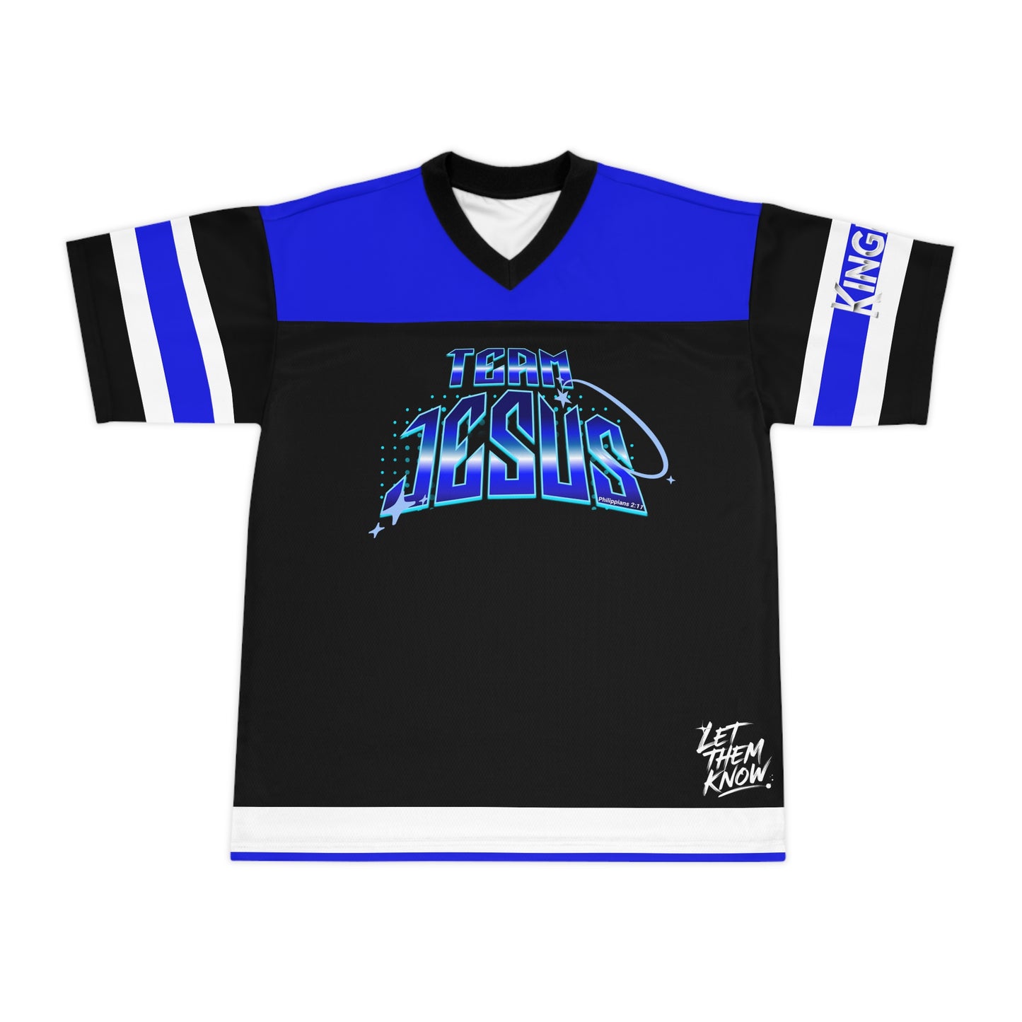 Team Jesus Football Jersey (AOP) Let Them Know — Bold & Courageous