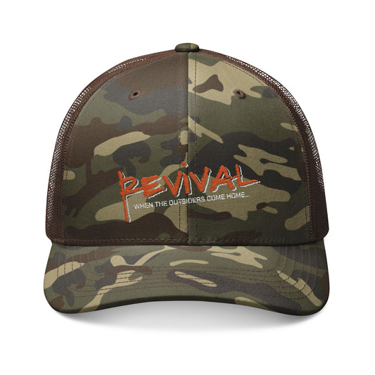 Revival Camouflage Trucker Hat – "Revival" Embroidered Camo Mesh Cap