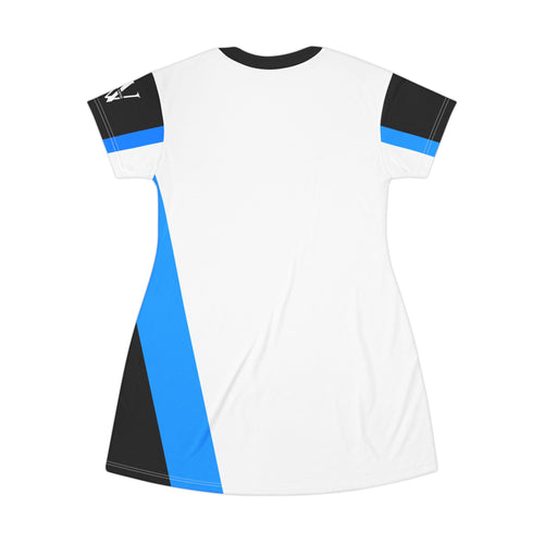 Blue & White Proverbs 31:10-31 T‑Shirt Dress — ‘God The Beginning And The End’— WoW — Words of Wisdom