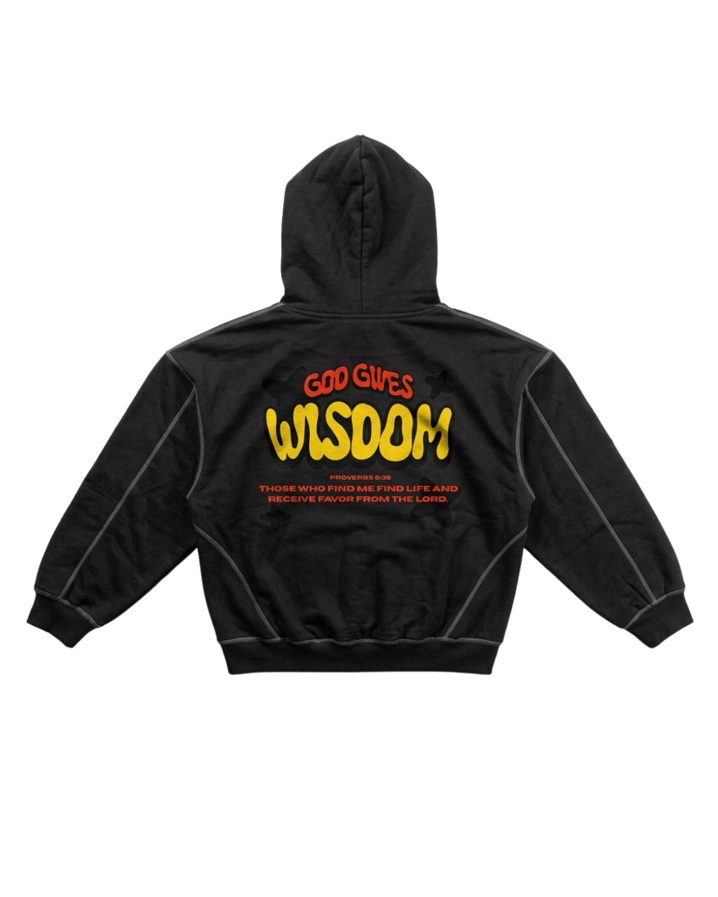 God Gives Wisdom Contrast-Stitched Boxy Hoodie