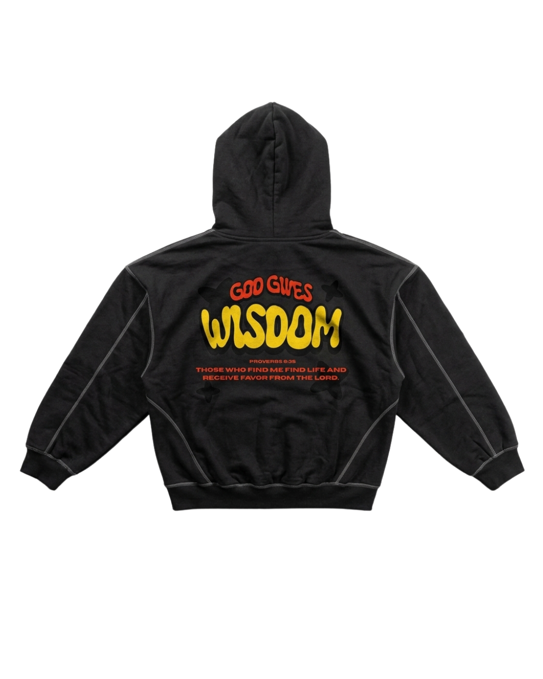 God Gives Wisdom Contrast-Stitched Boxy Hoodie