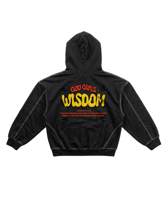 God Gives Wisdom Contrast-Stitched Boxy Hoodie