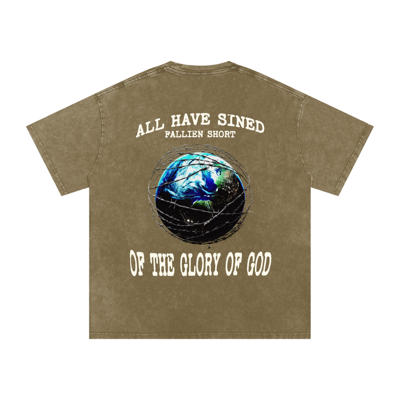 Fallen world Romans 3:23 Snow Washed Oversized  T-Shirt
