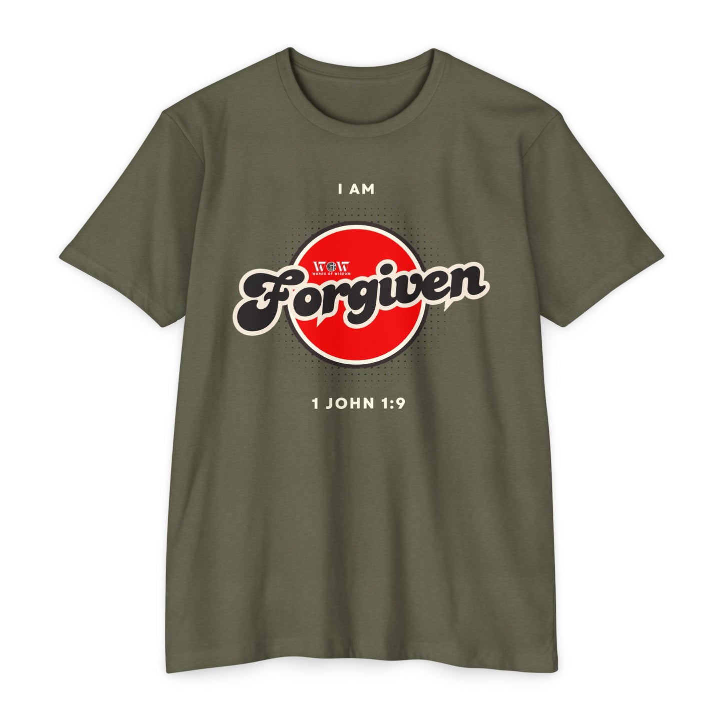 Forgiven 1 John 1:9 Christian T-Shirt — I Am Collection — Wear the Identity Heaven Spoke Over You