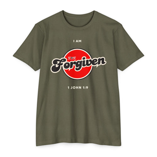 Forgiven 1 John 1:9 Christian T-Shirt — I Am Collection — Wear the Identity Heaven Spoke Over You