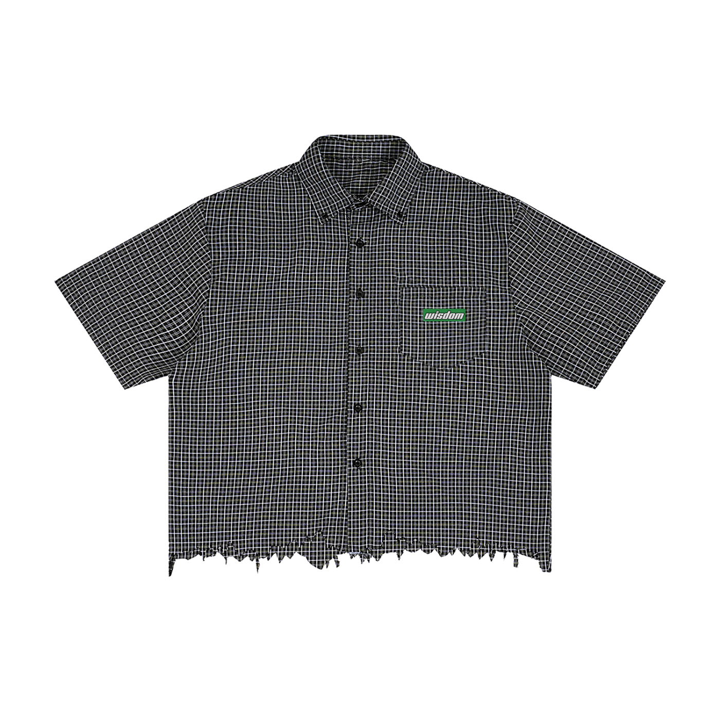 James 1:5 Distressed Plaid Boxy button up