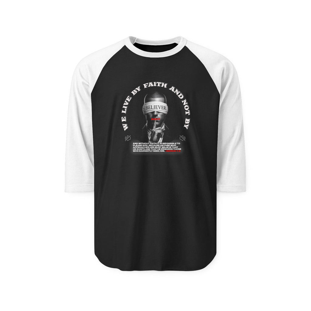 Raglan Shirt - 'We Live By Faith' Skull Graphic Baseball Tee