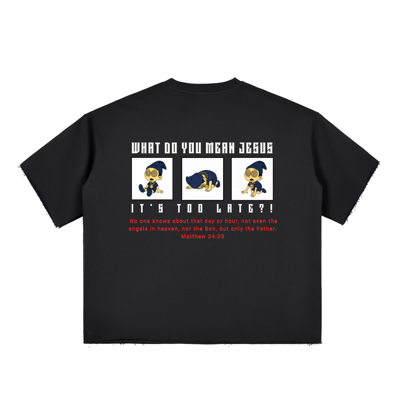 Boxy Half-Sleeve Raw-Edge T-Shirt