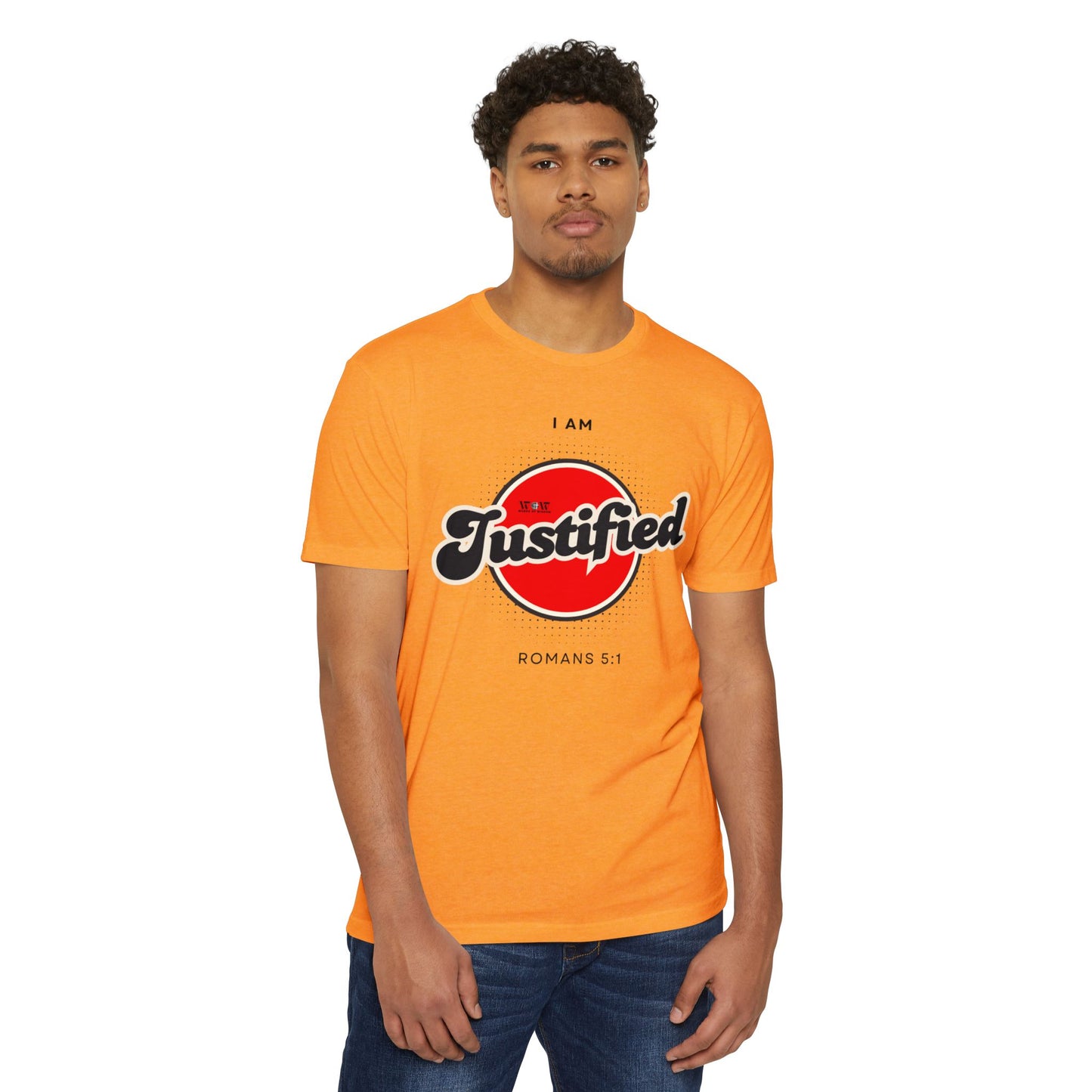 Justified Romans 5:1 Christian T-Shirt — I Am Collection — Wear the Identity Heaven Spoke Over You