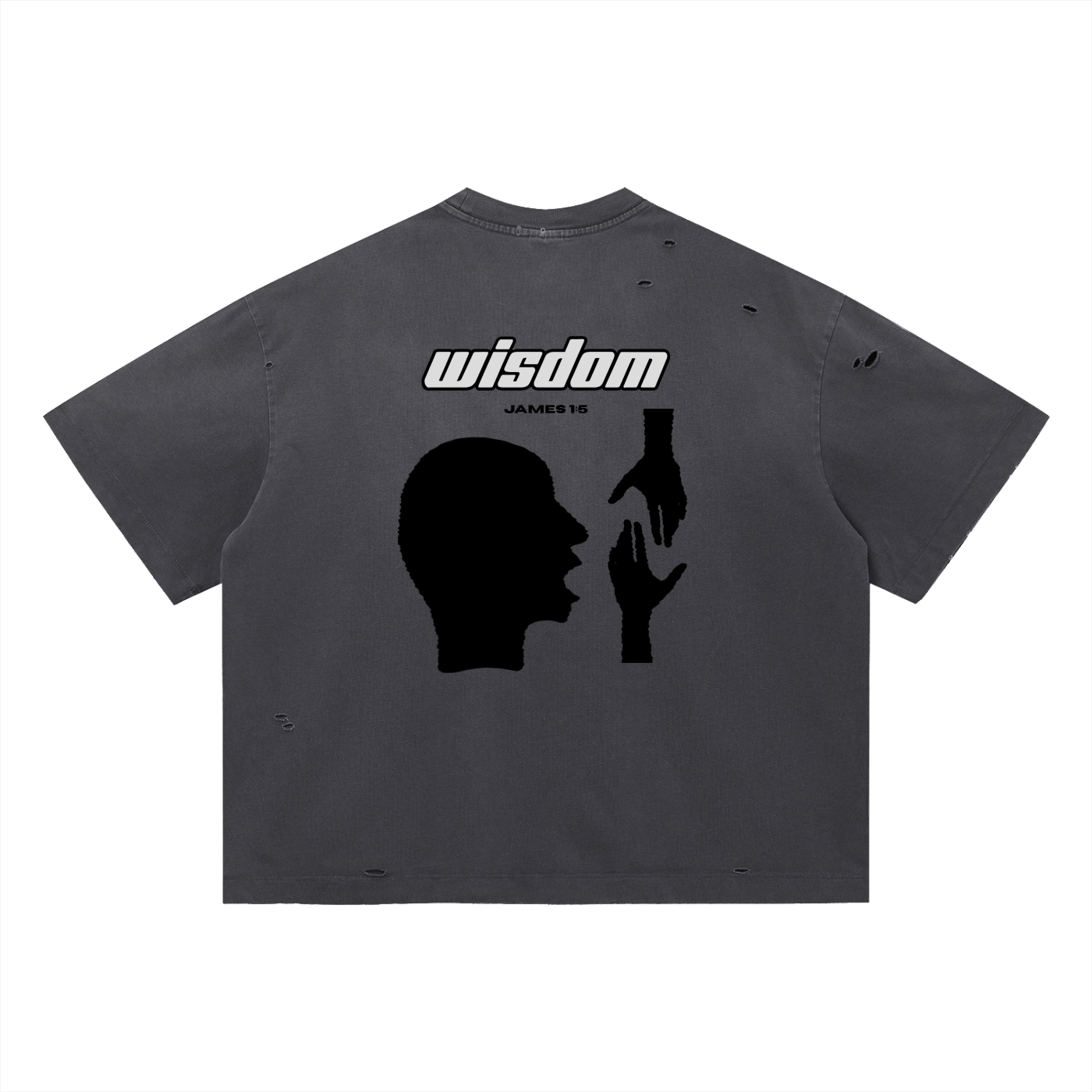 James 1:5 Vintage Washed Distressed  Oversized T-Shirt