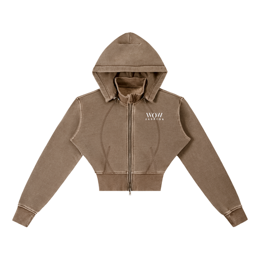Vintage Washed Cropped Fleece Hoodie