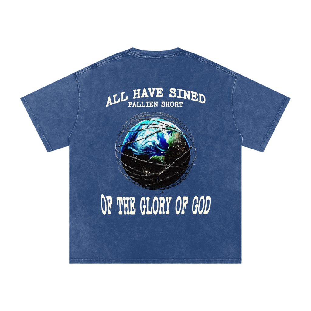 Fallen world Romans 3:23 Snow Washed Oversized  T-Shirt