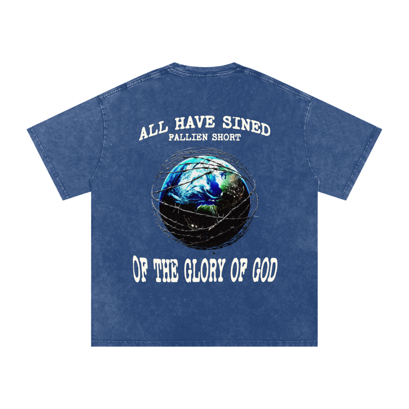 Fallen world Romans 3:23 Snow Washed Oversized  T-Shirt