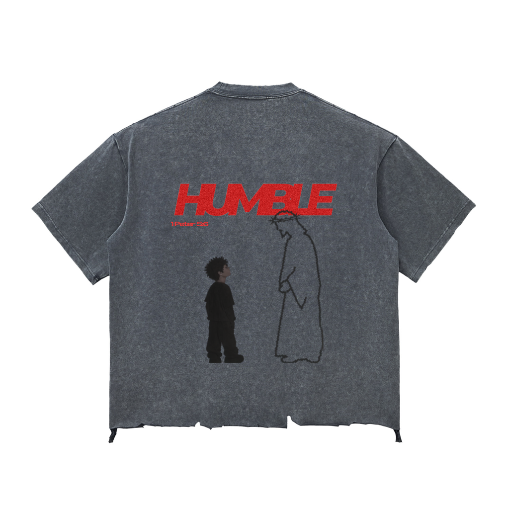 Snow Wash Raw-Hem Boxy T-shirt