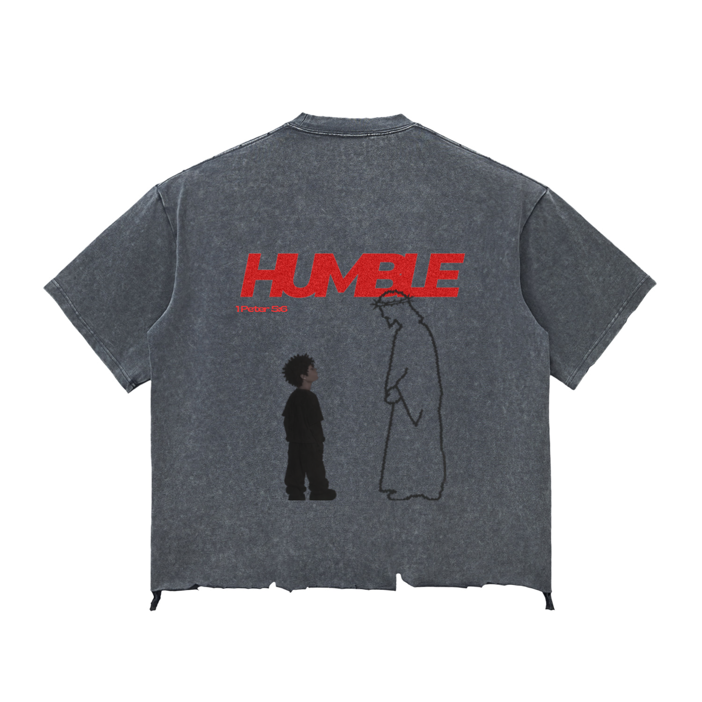 Snow Wash Raw-Hem Boxy T-shirt