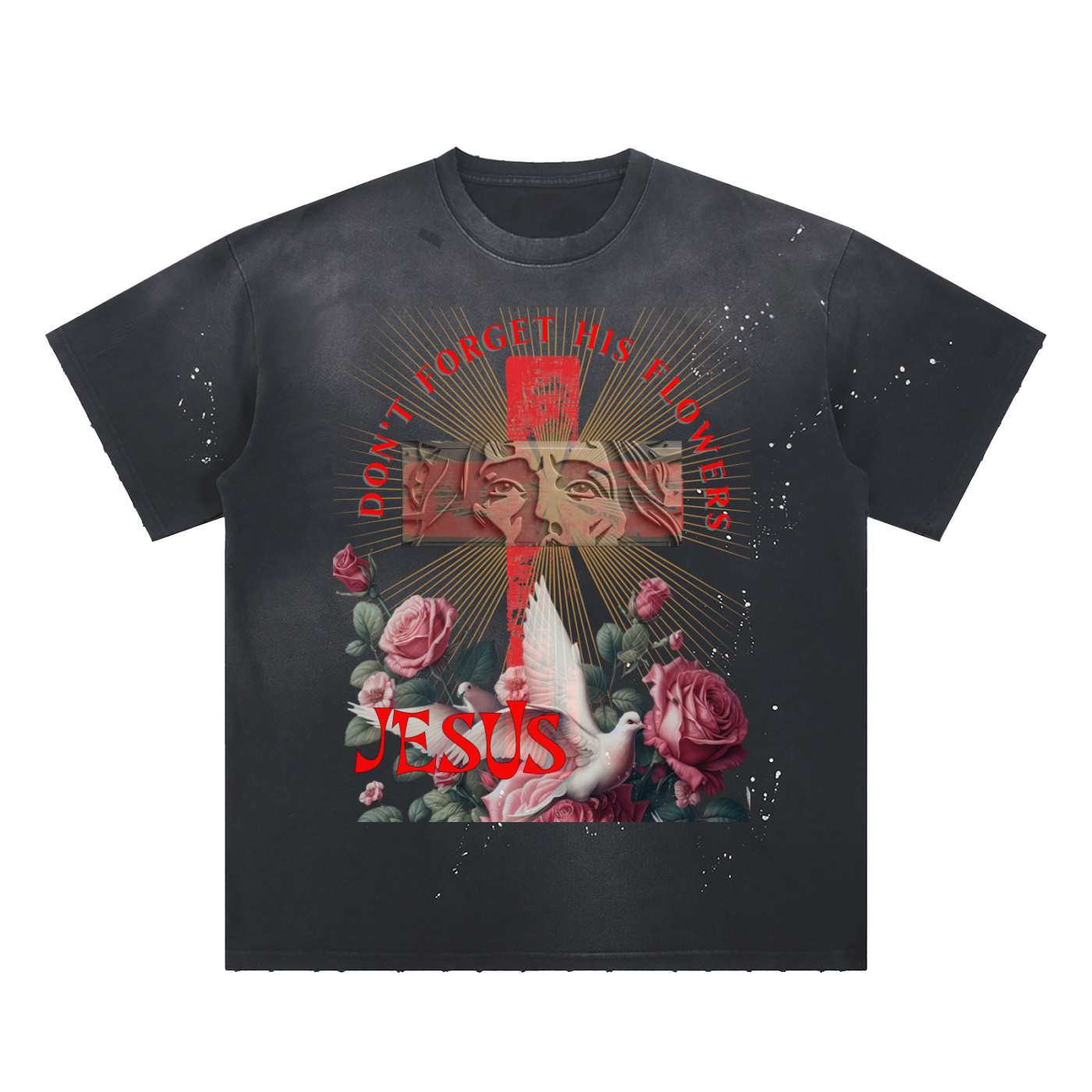 Hand-Frayed Sunfade Paint Splatter T-Shirt