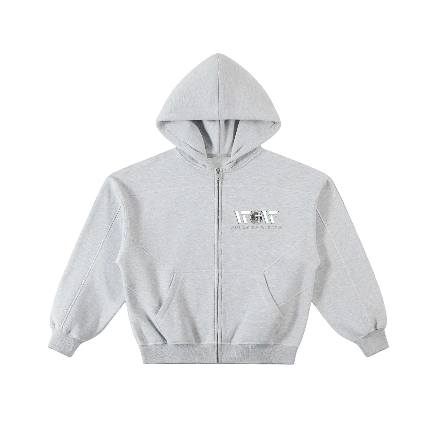 How We Win the Battle Contrast-Stitched Zip-Up Hoodie