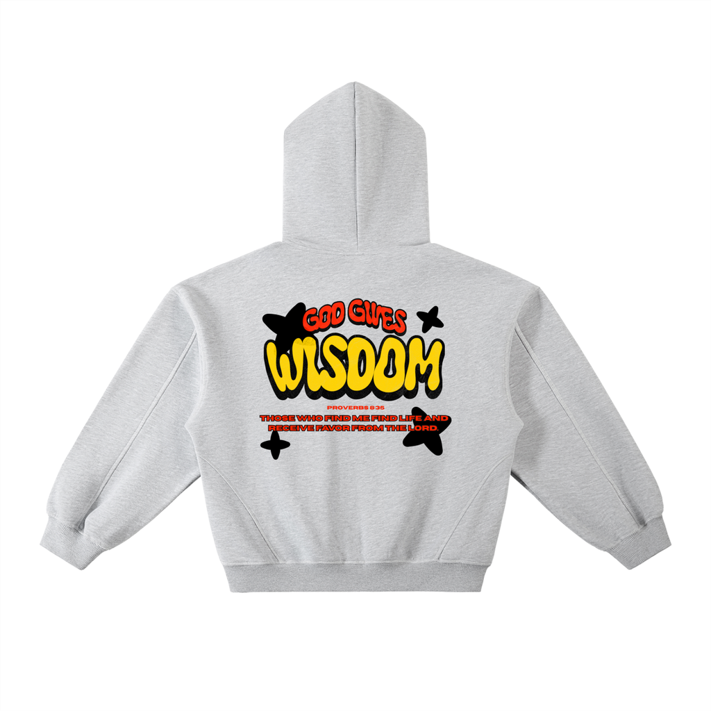 God Gives Wisdom Contrast-Stitched Boxy Hoodie
