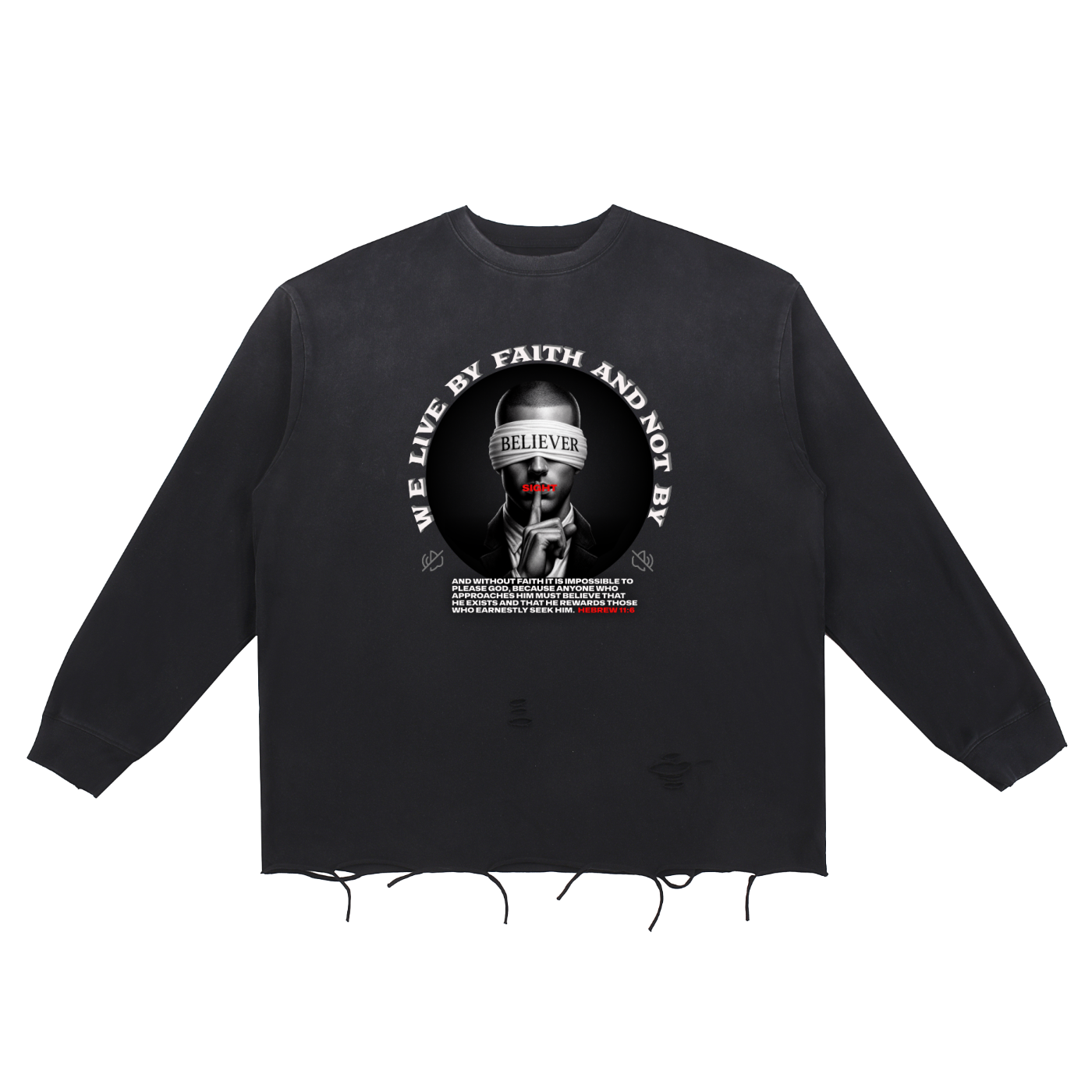 Snow Wash Raw Edge Cotton T-Shirt