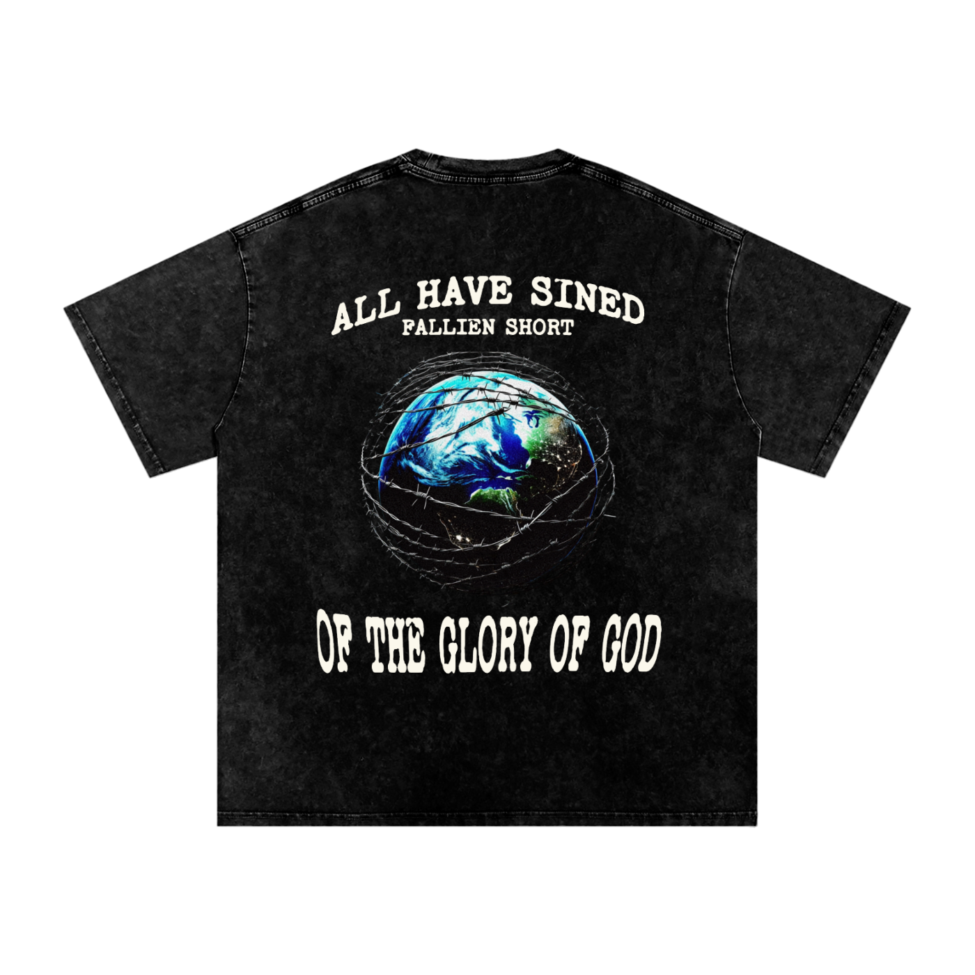 Fallen world Romans 3:23 Snow Washed Oversized  T-Shirt