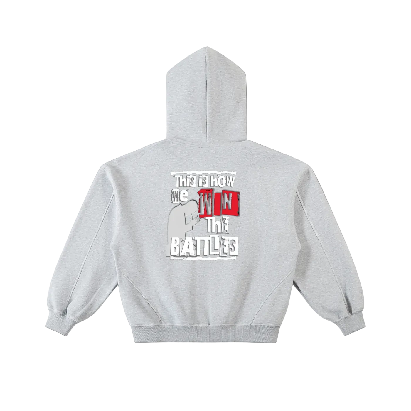 How We Win the Battle Contrast-Stitched Zip-Up Hoodie
