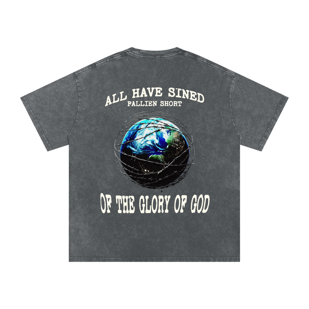 Fallen world Romans 3:23 Snow Washed Oversized  T-Shirt