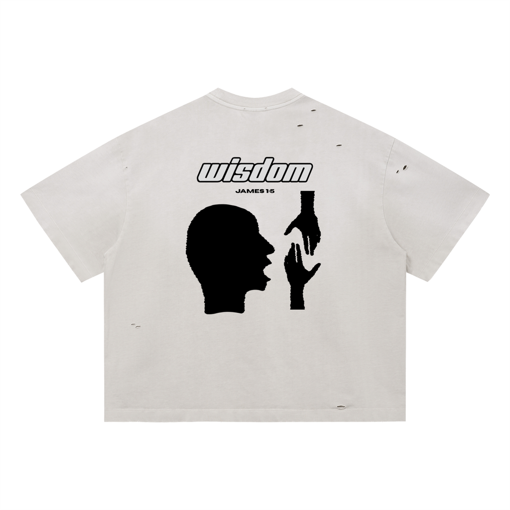 James 1:5 Vintage Washed Distressed  Oversized T-Shirt