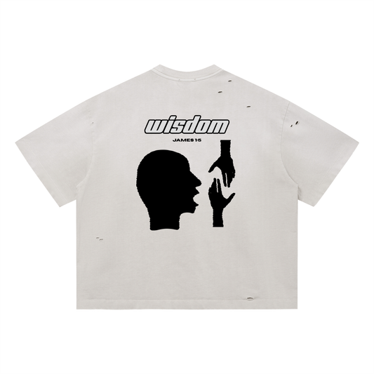 James 1:5 Vintage Washed Distressed  Oversized T-Shirt
